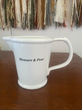 White Ceramic 'Measure & Pour' Pitcher like new world market